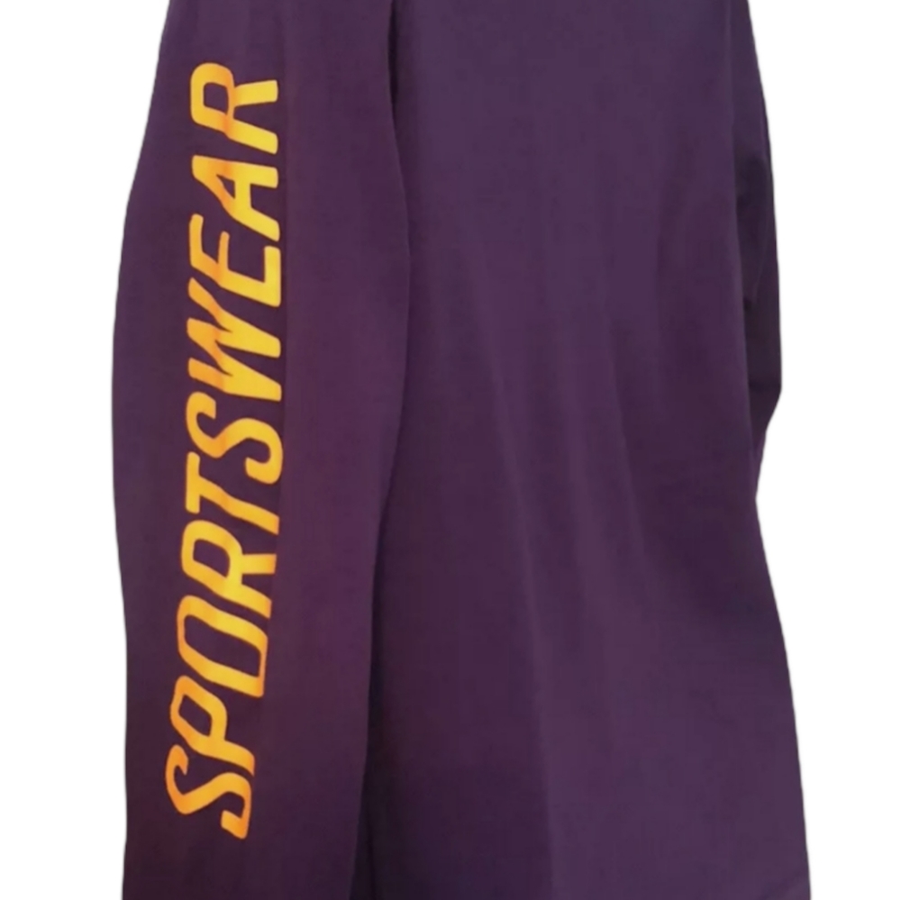 Nike Sportswear Long Sleeve Embossed Graphic Print T-shirt Size XL Purple Tee. - Picture 3 of 4